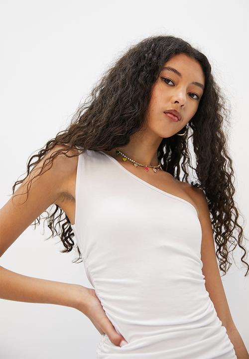 Blake - Assym bodycon mini dress - white