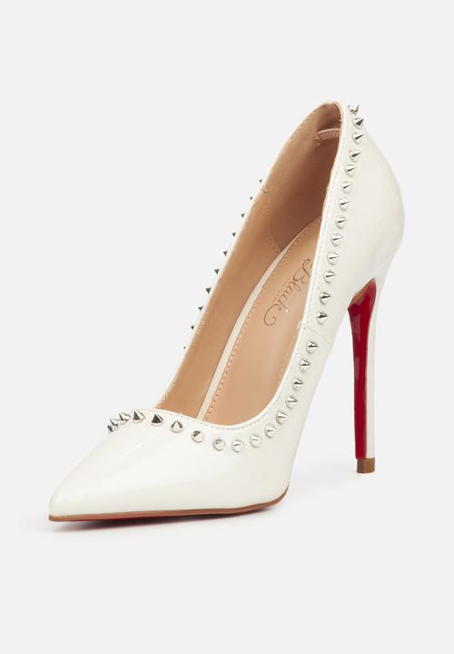 Miss Black - Lou25 barely there court heel - white