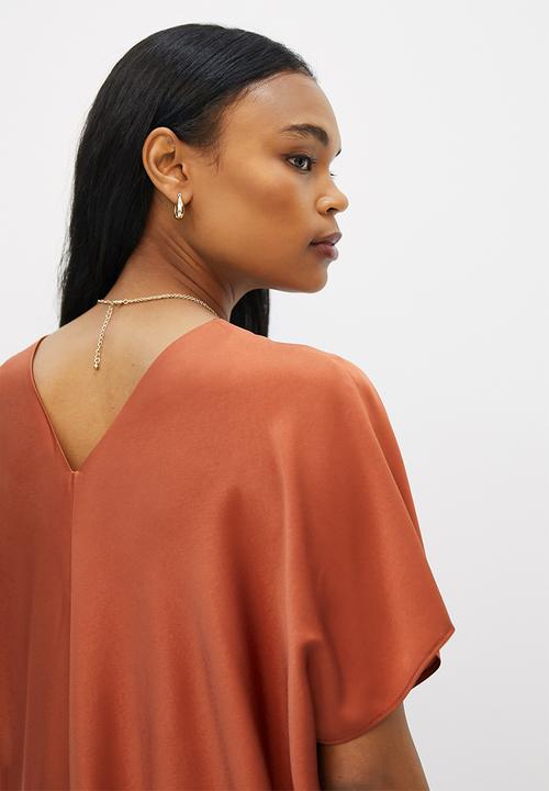 MILLA - Satin kaftan dress - rust