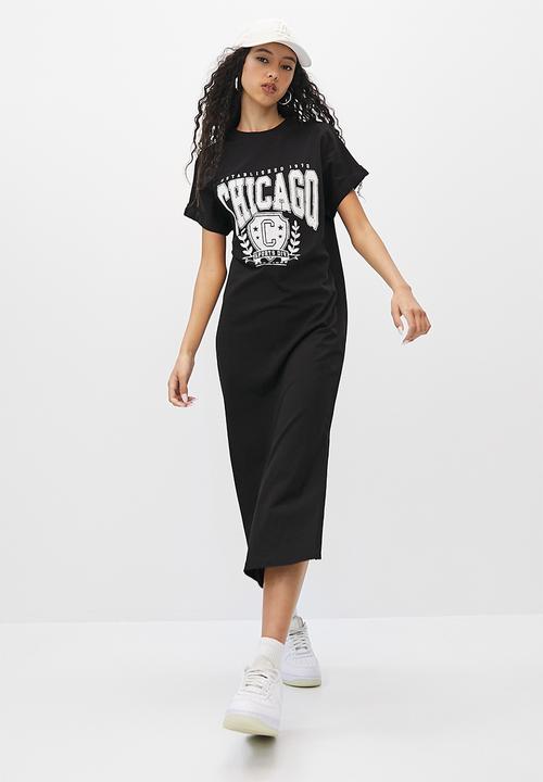 Blake - Graphic midi T-shirt dress - black