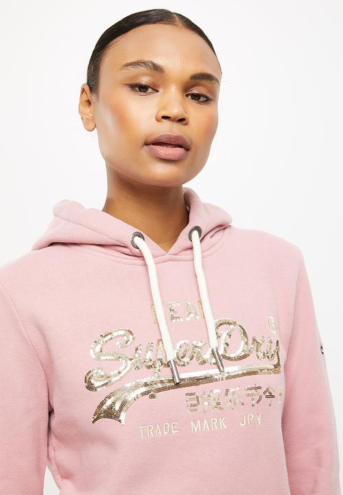 Superdry. - Vl boho sparkle hoodie bb - soft pink