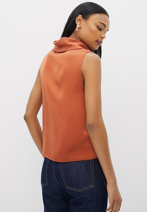 MILLA - Co ord satin cowl top - clay