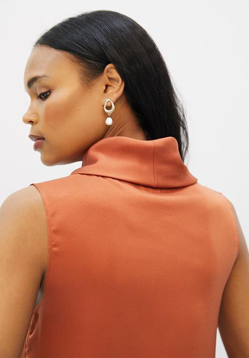 MILLA - Co ord satin cowl top - clay