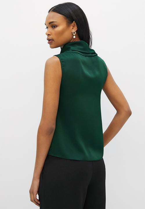 MILLA - Co ord satin cowl top - green