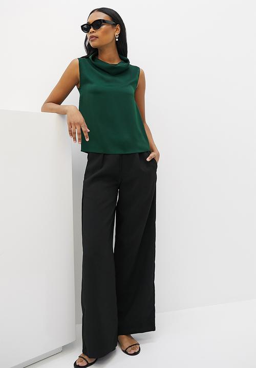 MILLA - Co ord satin cowl top - green