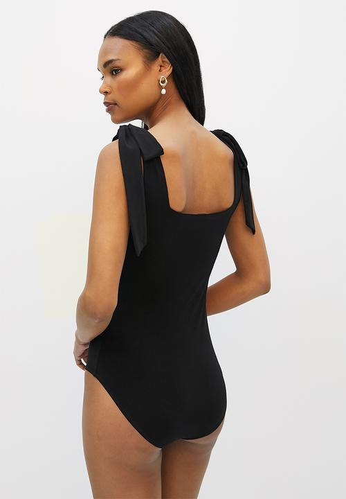 MILLA - Shoulder tie bodysuit - black