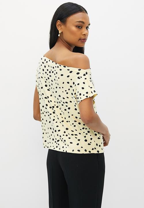 MILLA - Slash neck brushed knit top - brazilian sand