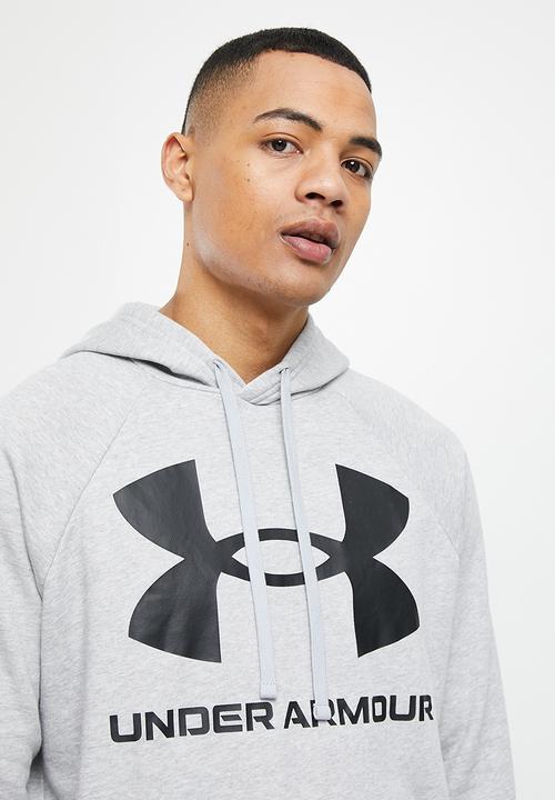 Under Armour - UA rival fleece big logo hoodie - light heather & black