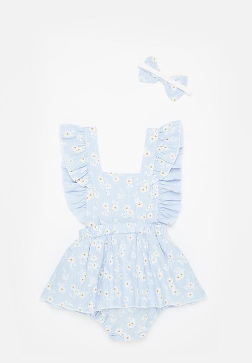 Pop Candy - Sunflower romper & headband set - blue