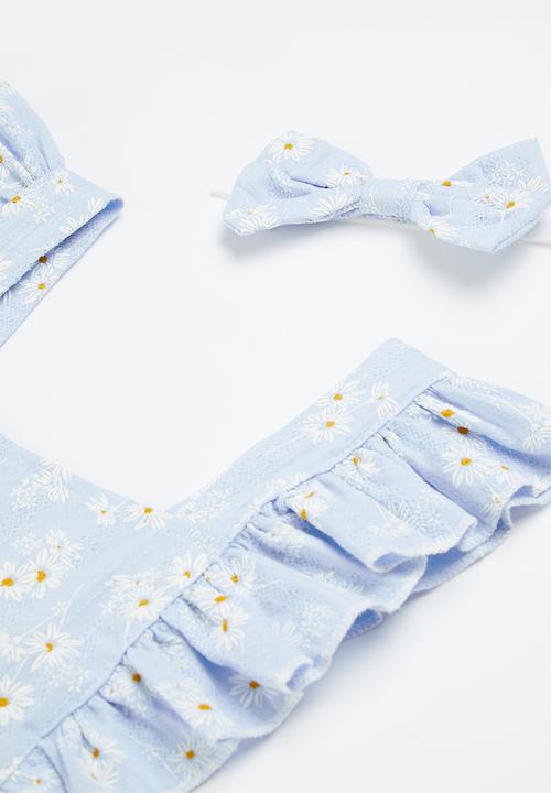 Pop Candy - Sunflower romper & headband set - blue