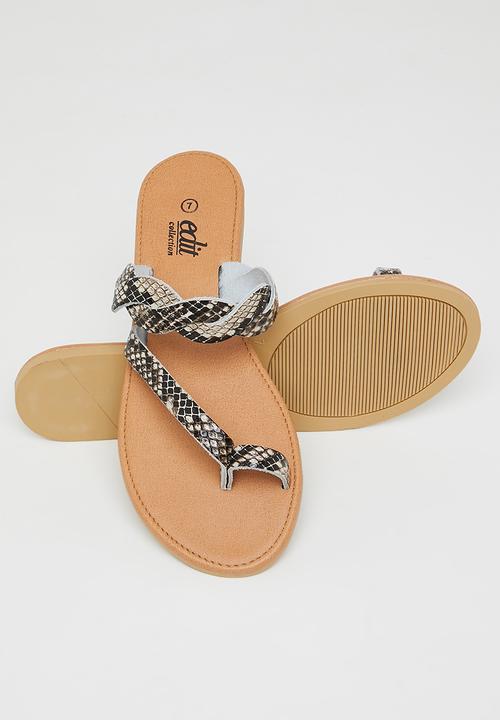 edit - Mika toe post sandal - stone & black