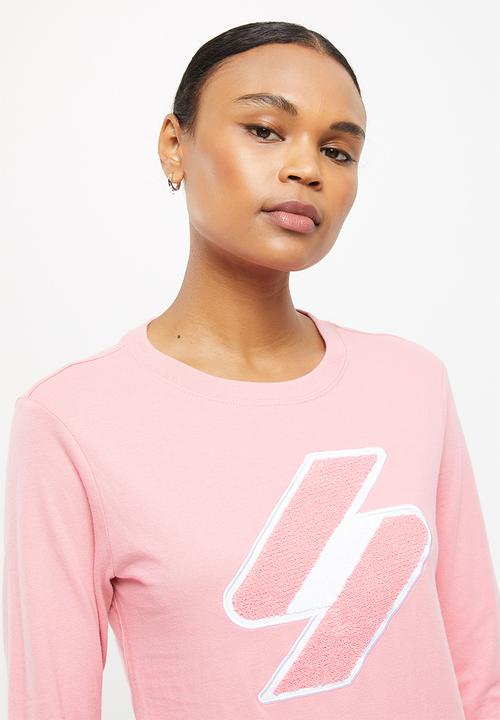 Superdry. - Superdry code logo che long sleeve top - montauk blush