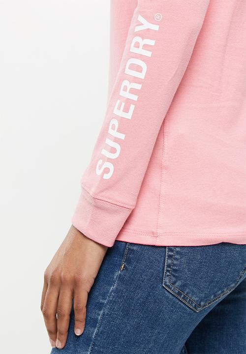 Superdry. - Superdry code logo che long sleeve top - montauk blush