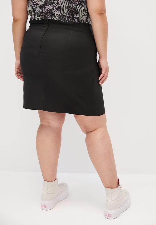 Blake - Aline mini skirt with slit - black