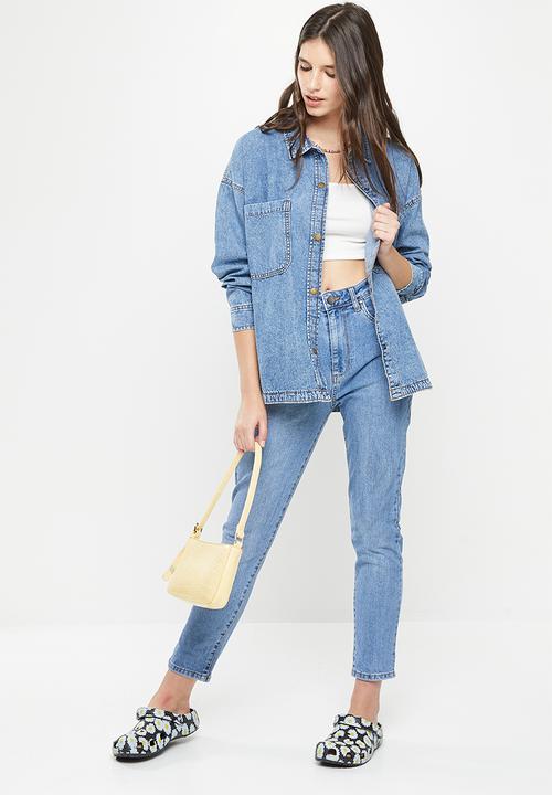 Cotton On - Oversized utility denim shirt - reef blue