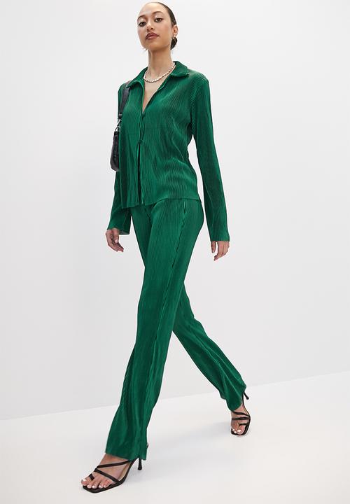 VELVET - Plisse pants - midnight pine