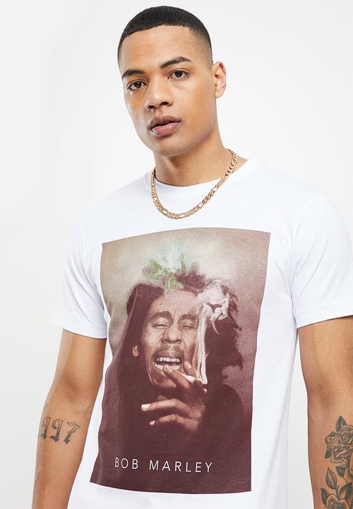 Urban Classics - Bob marley smoke tee  - white