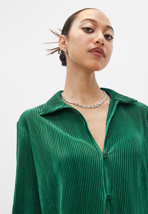 VELVET - Plisse shirt - midnight pine