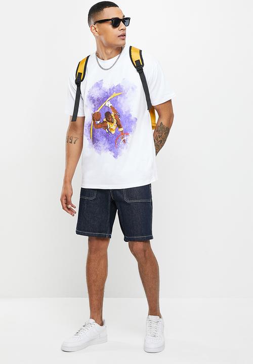Urban Classics - Basketball clouds 2.0 oversize tee - white