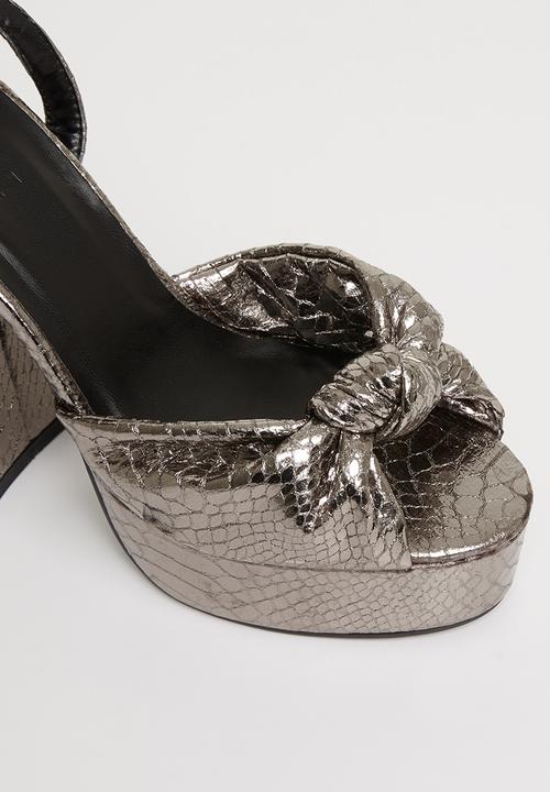 Z_Code_Z - Hannah ankle tie platform heel - grey shiny snake