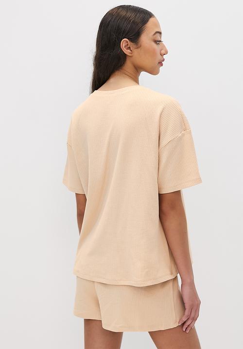Superbalist - Waffle tee & shorts set - stone