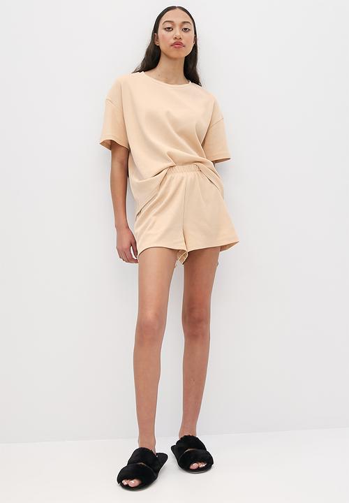 Superbalist - Waffle tee & shorts set - stone