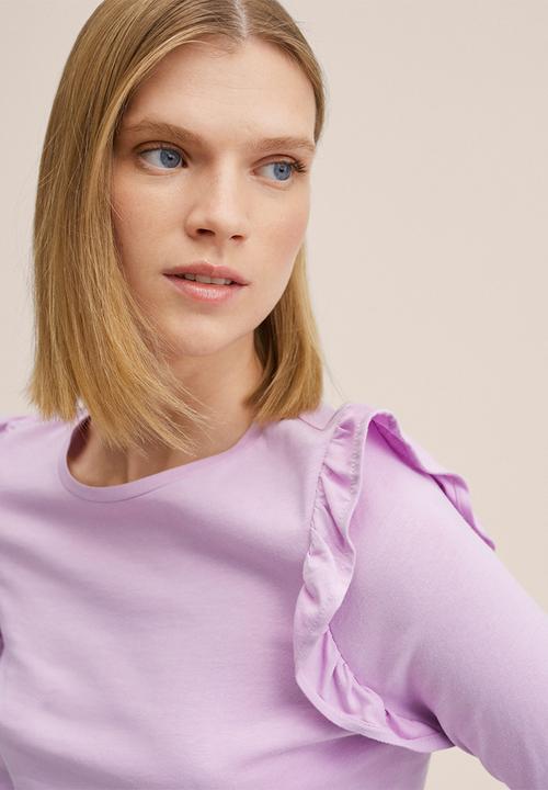 MANGO - T-shirt vini - light pastel purple