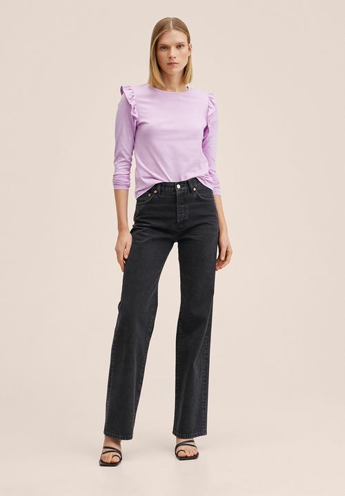 MANGO - T-shirt vini - light pastel purple