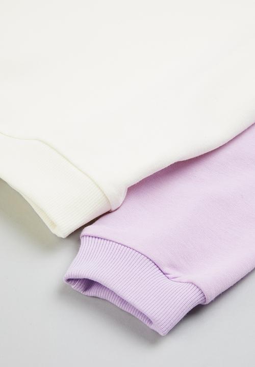 Superbalist - Colour block sweat top & short set - milk