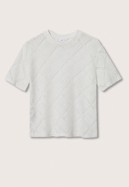 MANGO - T-shirt ganchi - white