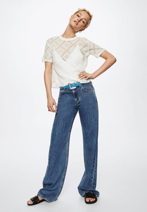 MANGO - T-shirt ganchi - white