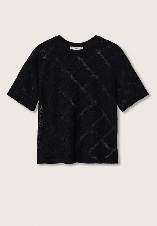 MANGO - T-shirt ganchi - black