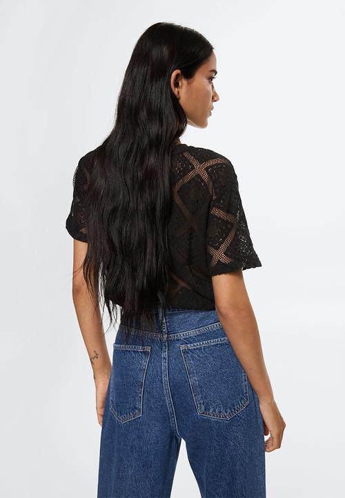 MANGO - T-shirt ganchi - black
