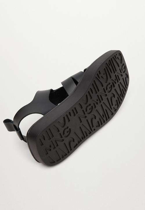 MANGO - Mar fisherman leather sandal - black