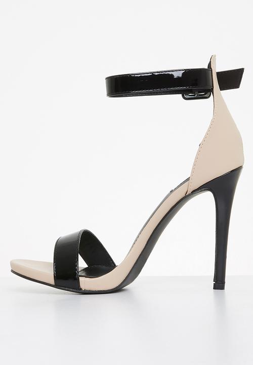Plum - Calista1 barely there stiletto heel - black & neutral