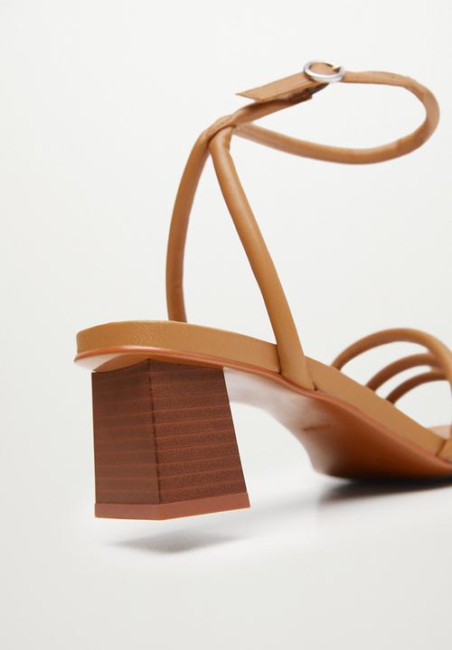 MANGO - Estrella ankle-cuff heel sandal - medium brown