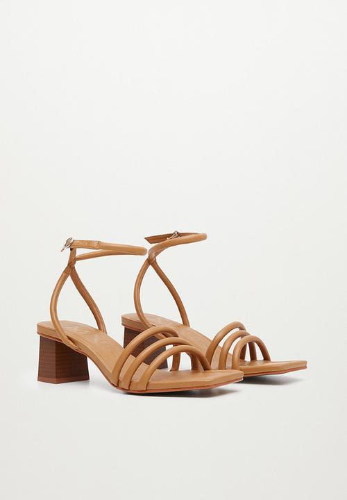 MANGO - Estrella ankle-cuff heel sandal - medium brown