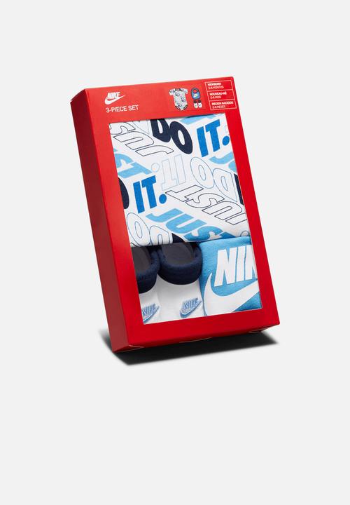 Nike - Nhb bodysuit bib booties 3 pc - white & blue