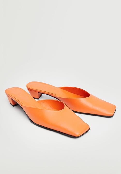 MANGO - Luz leather heel mule - orange