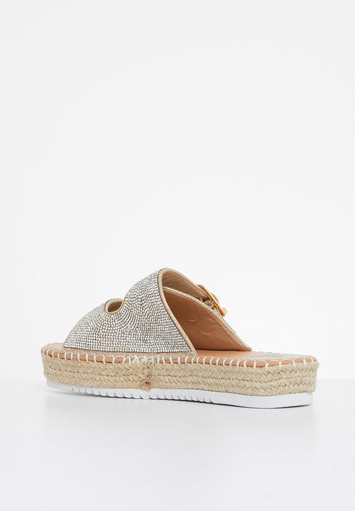 Footwork - Rigel flatform espadrille slide - silver