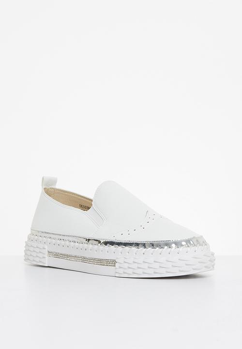 Footwork - Lally diamante slip-on - white