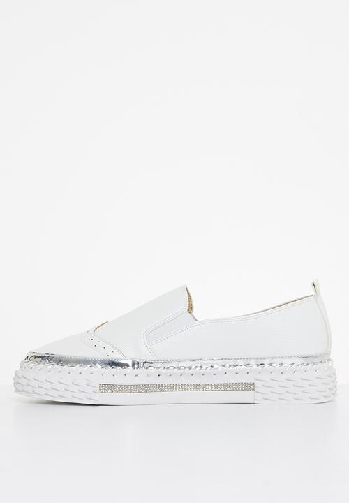 Footwork - Lally diamante slip-on - white