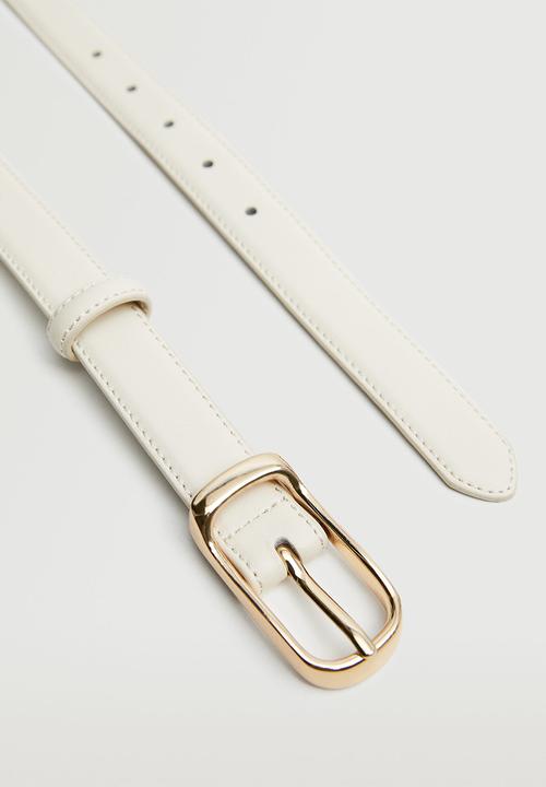 MANGO - Metal buckle belt - ecru