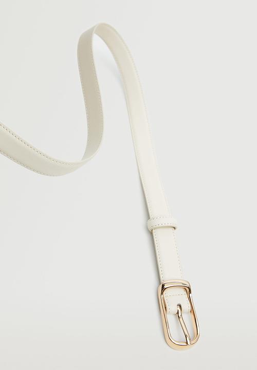 MANGO - Metal buckle belt - ecru