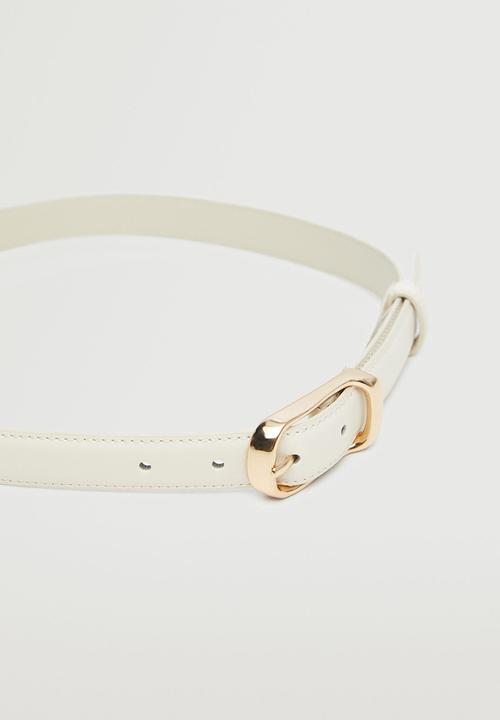 MANGO - Metal buckle belt - ecru