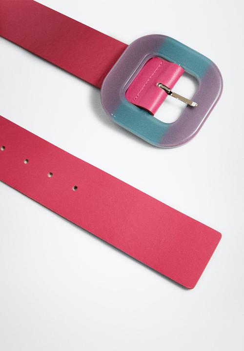 MANGO - Square buckle belt - pink