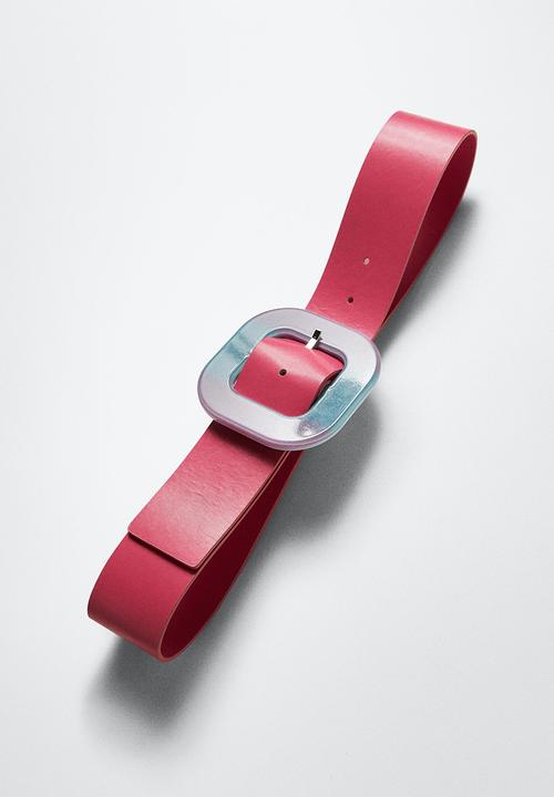 MANGO - Square buckle belt - pink