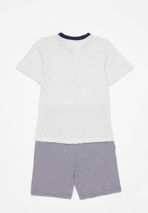 Pop Candy - Boys tee & shorts set - grey & navy