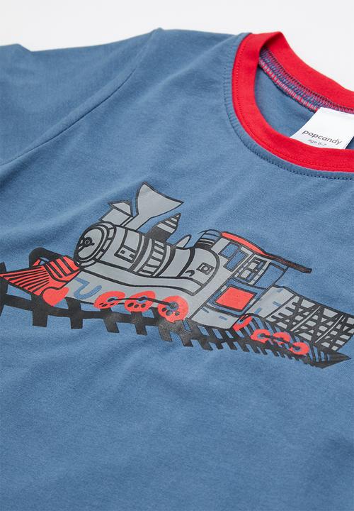 Pop Candy - Boys printed tee & shorts pj set - blue & red