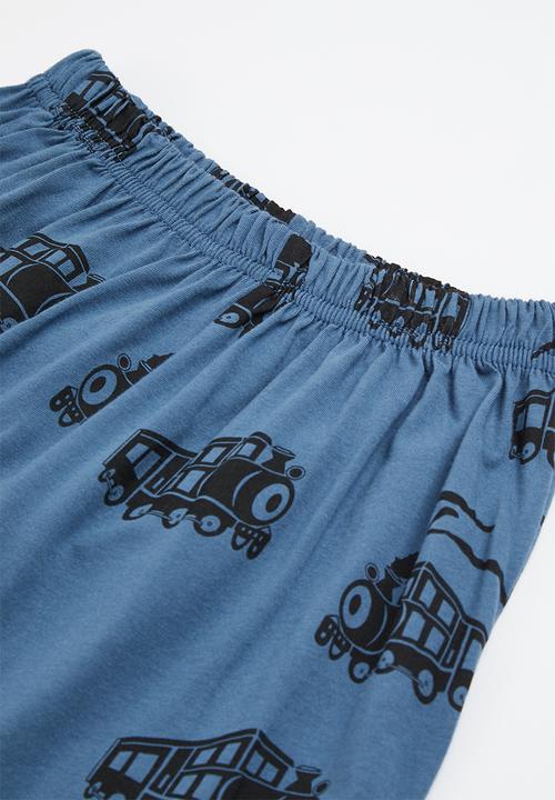 Pop Candy - Boys printed tee & shorts pj set - blue & red